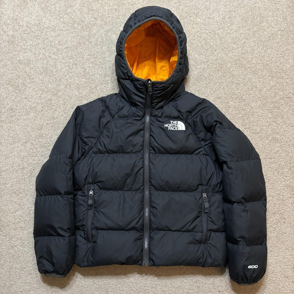The North Face Jacket Boys Small 7/8 Black 600 Down Puffer Reversible Hooded